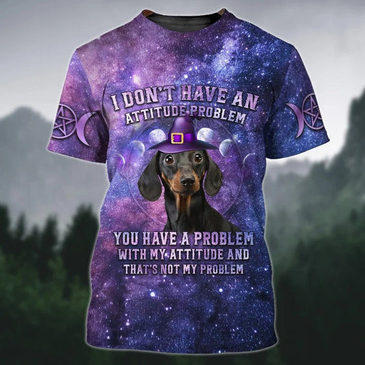 Funny Halloween Dog Shirt, That isn't Dachshund Problem T Shirt, Purple Dog On Halloween Tshirt TO2329