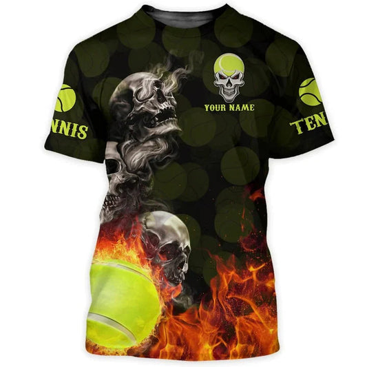 Custom Skull Tennis Tshirt, 3D All Over Print Tennis Shirt, Tennis Team Club Uniform, Tennis Player Gift TO2850