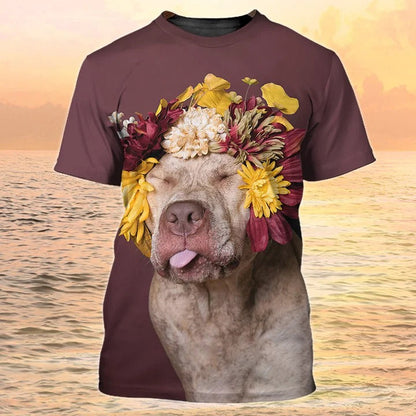 3D Printed Funny Dog Shirt, Pitbull Tshirt, Dog Print On Shirt Men Women, Gift For Pet Lover TO2378