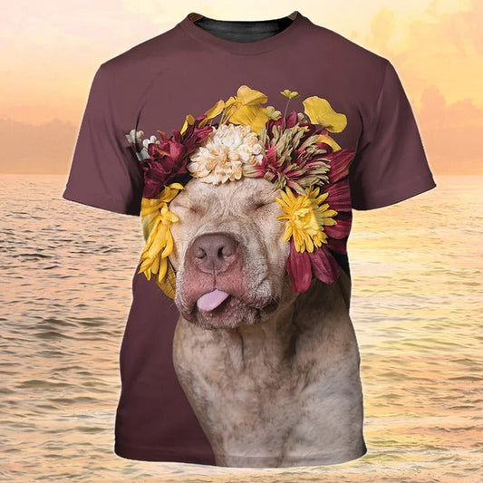 3D Printed Funny Dog Shirt, Pitbull Tshirt, Dog Print On Shirt Men Women, Gift For Pet Lover TO2378