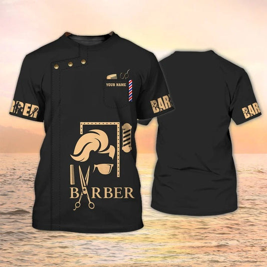 Personalized Barber Men Shirt, Women Barber Tshirt, Black Shirt Barber Shop Uniform, Barber Gifts TO2479