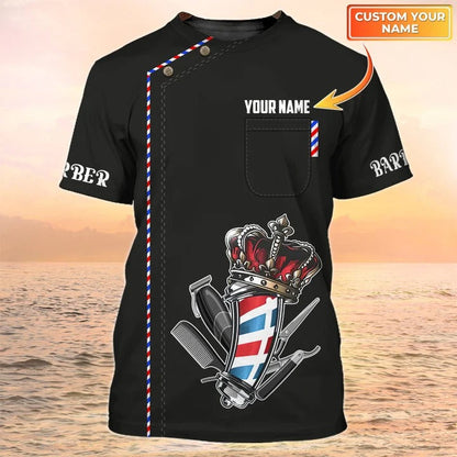Custom Barber Shirt Men Women, Unisex 3D Black Tshirt Uniform For Barber, Barber Shop Gift TO2478
