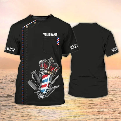Custom Barber Shirt Men Women, Unisex 3D Black Tshirt Uniform For Barber, Barber Shop Gift TO2478