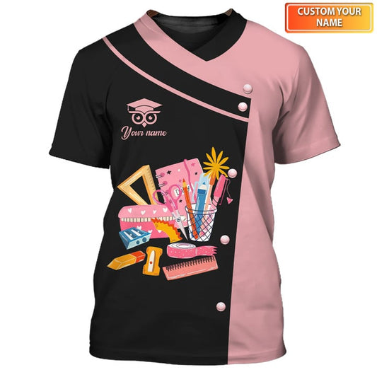 3D All Over Print Black and Pink Teacher Uniform Teacher Life Custom Tee Shirt TO3351