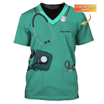 3D All Over Print Nurse Uniform Shirt, Nurse 3D Tee Shirt Custom Name Nurse 3D Shirt, Gift for Nurse TO3154