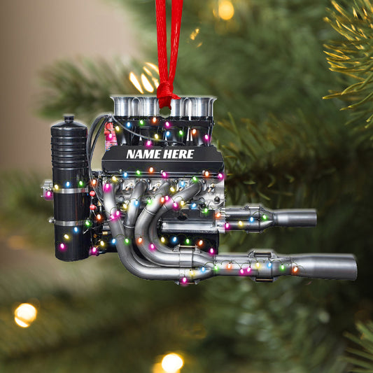 Dirt Track Racing Sprint Car Engine - Personalized Christmas Ornament - Gift For Racers OO1785