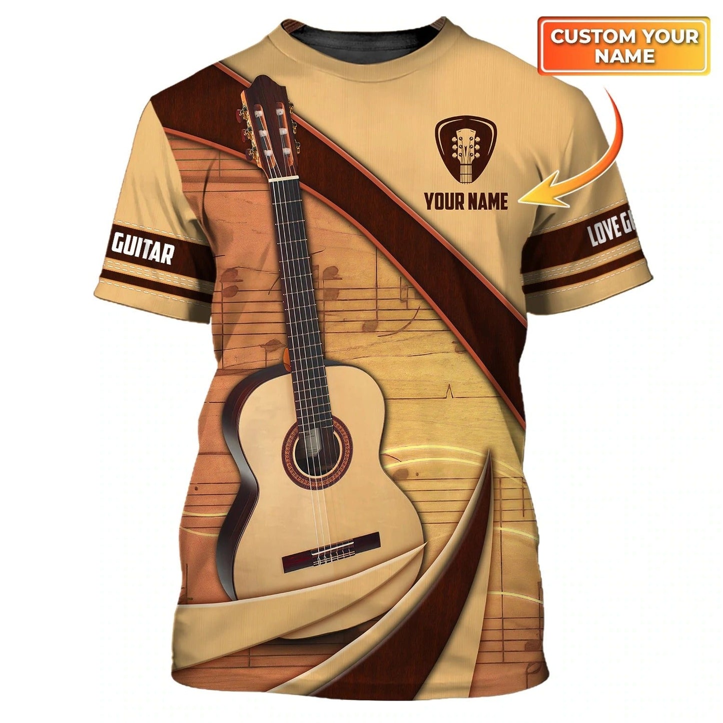 Custom 3D Full Printed Guitar Tshirt, 3D Shirt For Guitar Men, Gift To Guitarist Friends, Guitar Shirt TO0709
