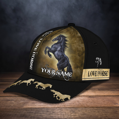 Black Horse Customized Name Cap CA0218