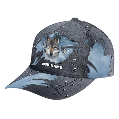 Personalized Wolf 3D Baseball Cap, Custom Name Wolf Caps Hats CP0215
