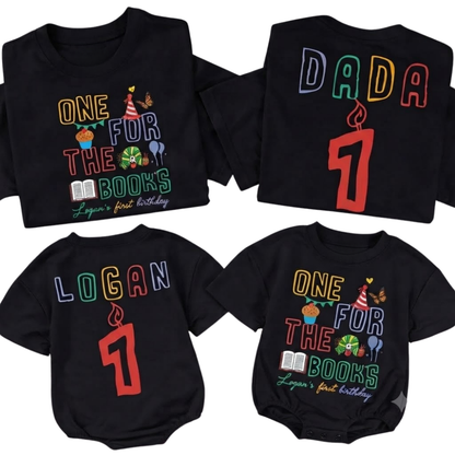 One For The Book Custom First Birthday Family T Shirt Matching, Personalized Bookworm 1st Birthday Family Shirts ET1520