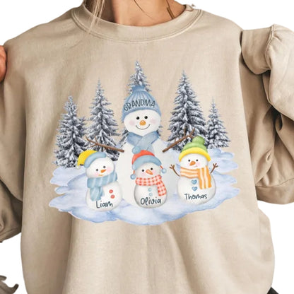Custom Grandma Christmas Snowman Sweatshirt, Custom Sweatshirt For Grandma Mama 2D0756