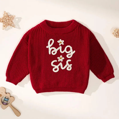 Big Sister Baby Embroidered Knit Sweater, Big Sister Baby Sweatshirt BB0763