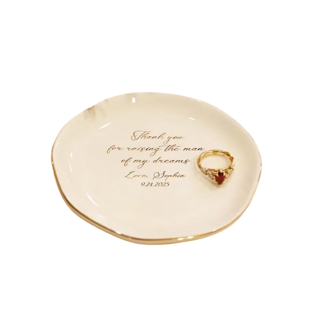 Thank You for Raising The Man of My Dreams Custom Wedding Ring Dish, Personalized Wedding Jewelry Dish For Mother In Law WD0138