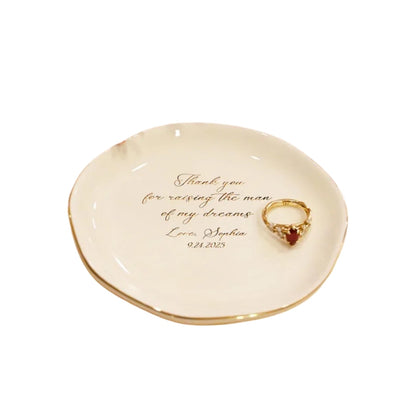 Thank You for Raising The Man of My Dreams Custom Wedding Ring Dish, Personalized Wedding Jewelry Dish For Mother In Law WD0138
