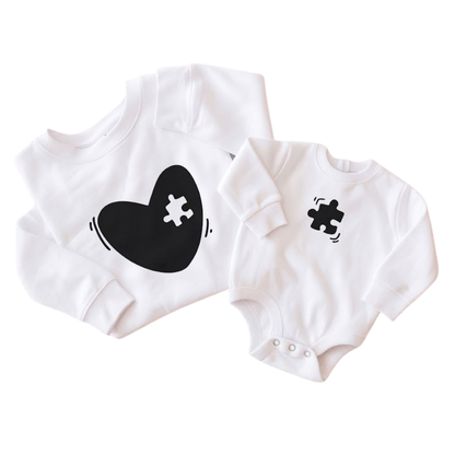 Mommy And Me Puzzle Heart Puzzle Matching Sweatshirt, Mother Son Daughter Sweatshirt Matching ET1579