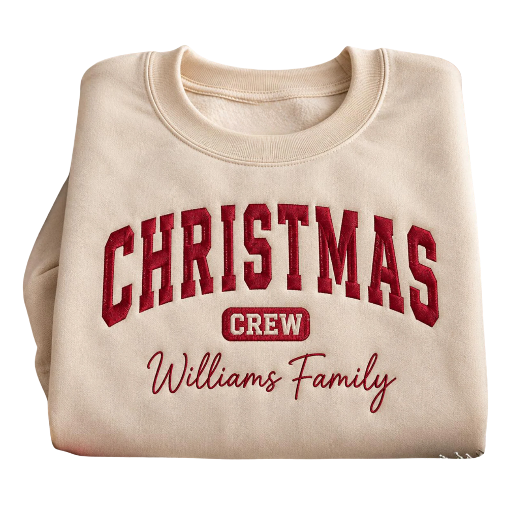 Personalized Christmas Crew Embroidered Sweatshirt With Name, Custom Christmas Sweatshirt Family 2D1298