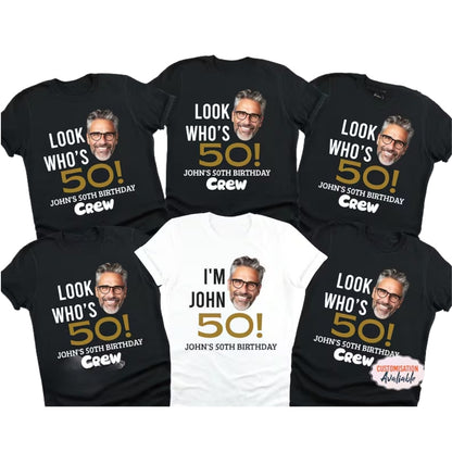 Custom Face 50th Birthday Matching T Shirts, Custom Photo Birthday Party Matching Shirts For Group ET0864