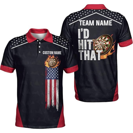I'd Hit That Custom Darts Polo Shirt For Men, Custom Funny Darts Team Shirts DZ0007