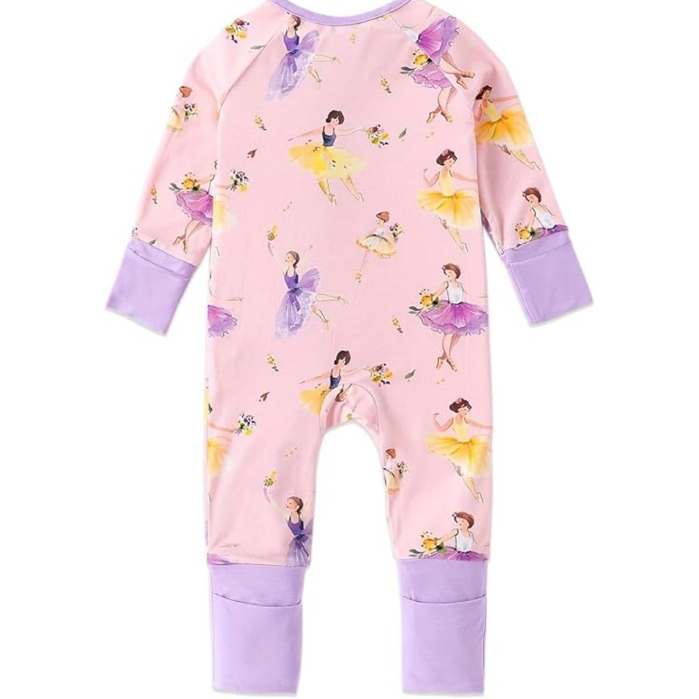 Ballet Girl Baby Romper Convertible Zippy Purple And Pink, Ballet Convertible Romper For Baby BB0387