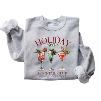 Holiday Spirit Cocktail Club Making Spirits Bright Sweatshirt, Christmas Cocktail Sweatshirt 2D0348