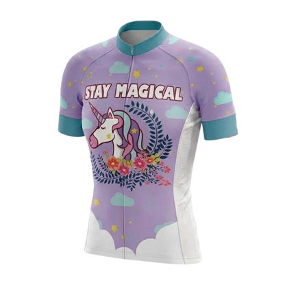 Stay Magical Unicorn Men's Purple  Cycling Short Sleeve Jersey, Unicorn Cycling Jersey CG0869