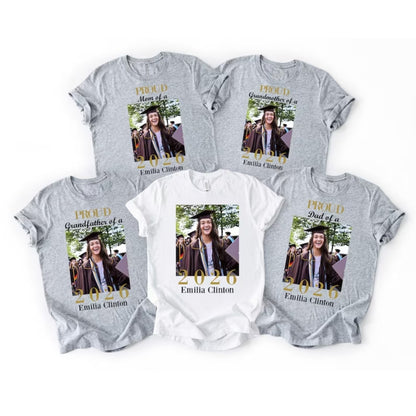 Custom Photo Matching Family Proud Senior Graduation T Shirts, Personalized Graduation Shirts For Family ET0082