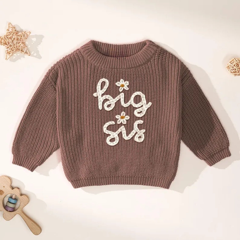 Big Sister Baby Embroidered Knit Sweater, Big Sister Baby Sweatshirt BB0763