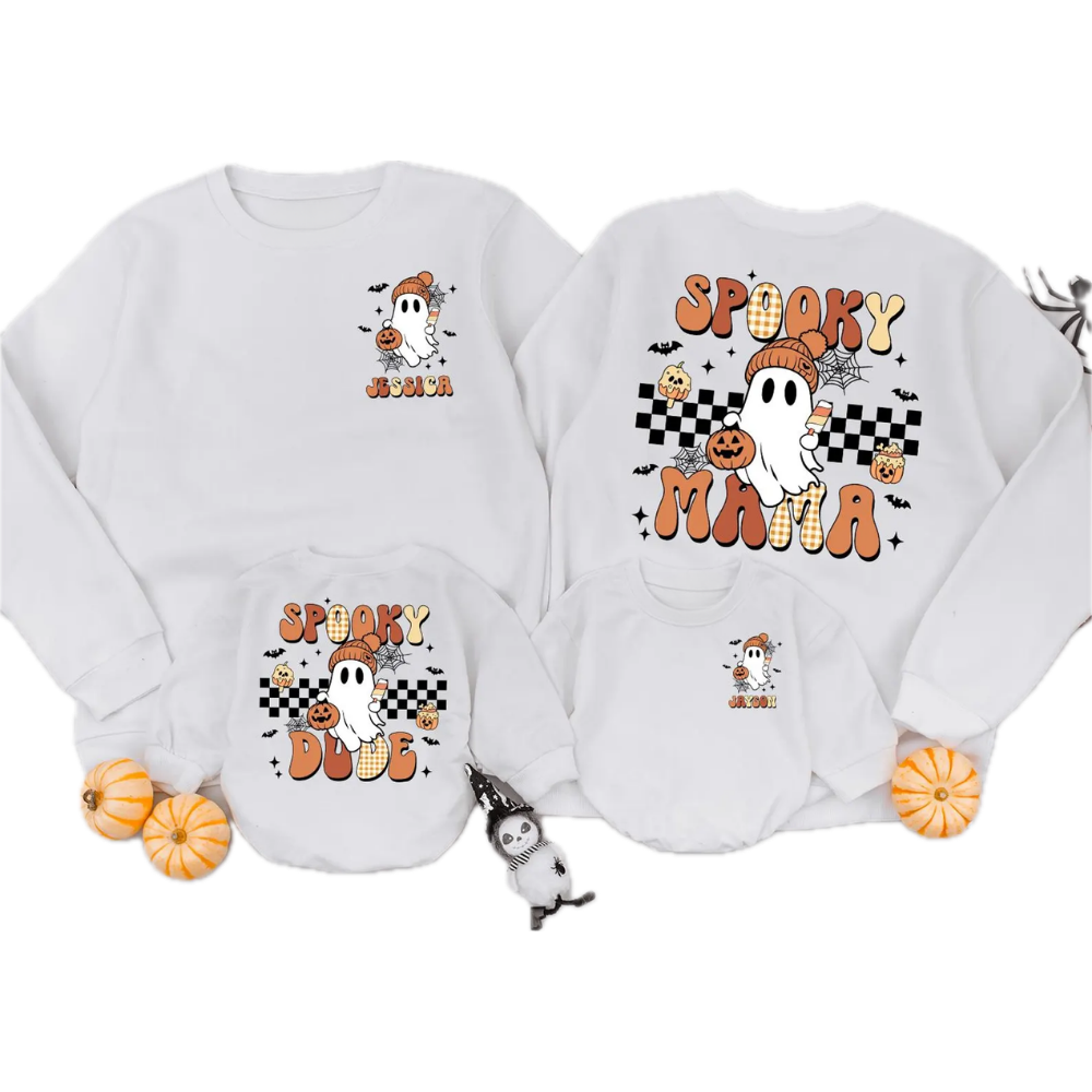 Custom Spooky One Halloween Matching Family Sweatshirt, Custom Halloween Family Sweaters ET1569