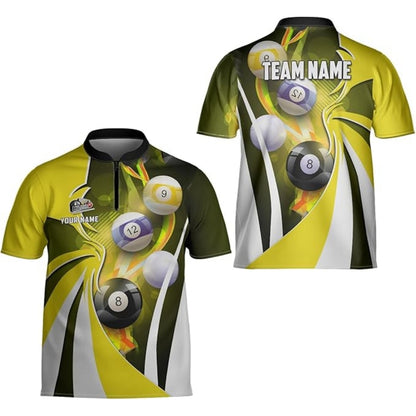 Custom Green White Billiard Team Jersey For Men, Custom Billiard Shirts BIZ0173