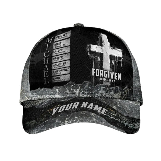 Forgiven Ephesians 1:7 Custom Jesus Baseball Cap, Custom Christian Hats Caps CP0089