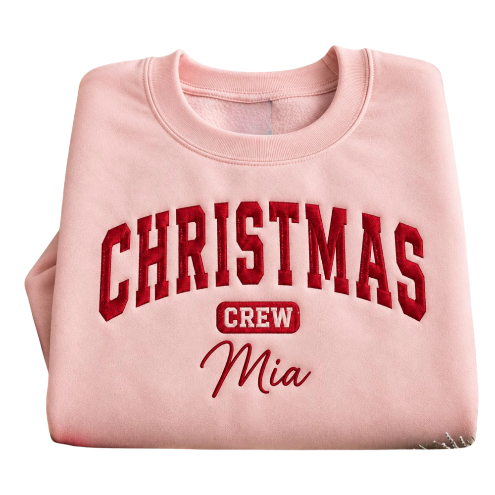 Personalized Christmas Crew Embroidered Sweatshirt With Name, Custom Christmas Sweatshirt Family 2D1298