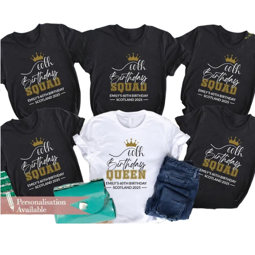 Custom 60th Birthday Queen Matching t Shirt, Personalized Birthday Group Matching Shirts ET0865