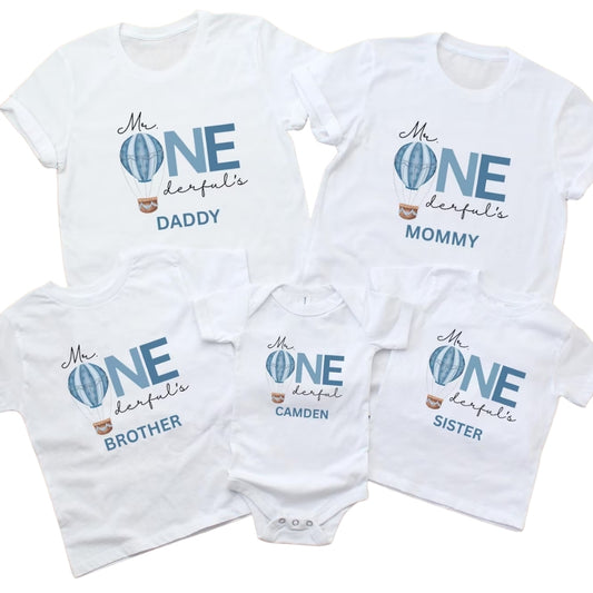 Mr Onederful Custom First Birthday Boy Matching Family T Shirts, Custom 1st Birthday Shirts For Family ET0242