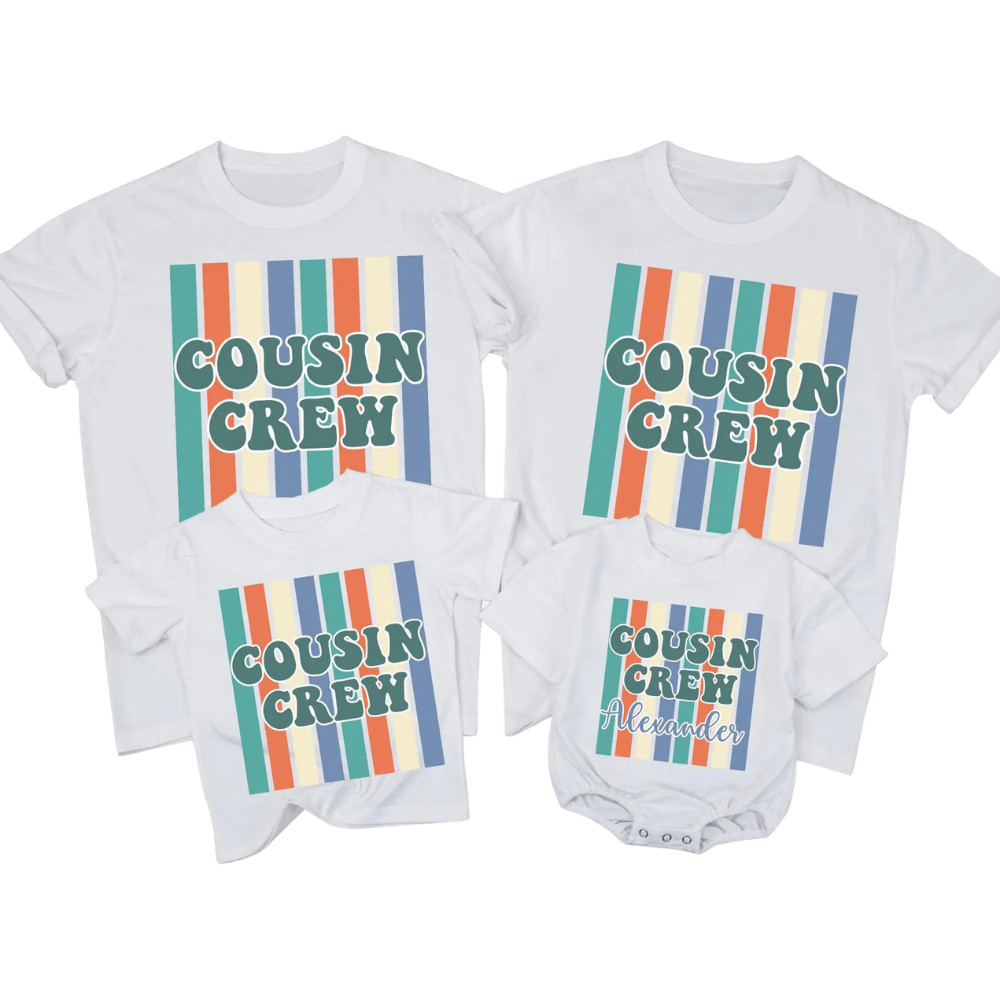 Personalized Cousin Crew Retro Stripes Matching T Shirt, Custom Retro Matching Cousin Shirts ET1521