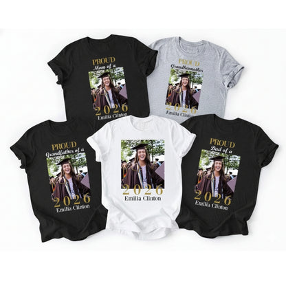 Custom Photo Matching Family Proud Senior Graduation T Shirts, Personalized Graduation Shirts For Family ET0082