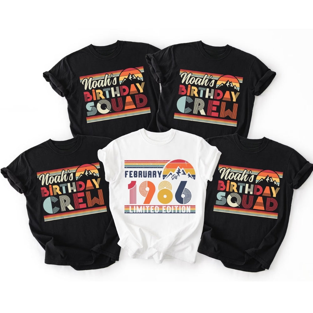 Custom Retro 40th Birthday Crew Matching Family T Shirts, Custom 40th Birthday Family Shirts ET0380