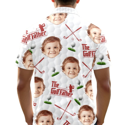 The Golf Father Custom Kid Face Golf Polo Shirt For Men, Custom Photo Golf Shirts For Father Day GZ0257
