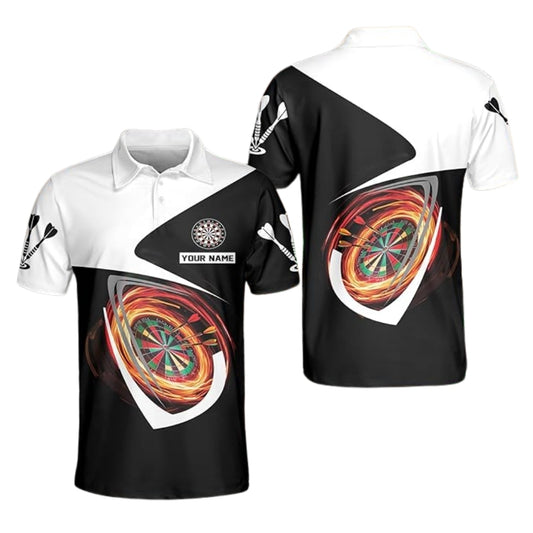 Black And White Custom Darts Team Polo Shirt For Men, Custom Darts Team Shirts DZ0008