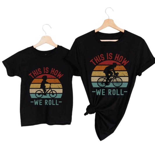 This Is How We Roll Retro Dad And Son Matching Cycling Father Day T Shirts, Cycling Family Matching Shirts ET0678