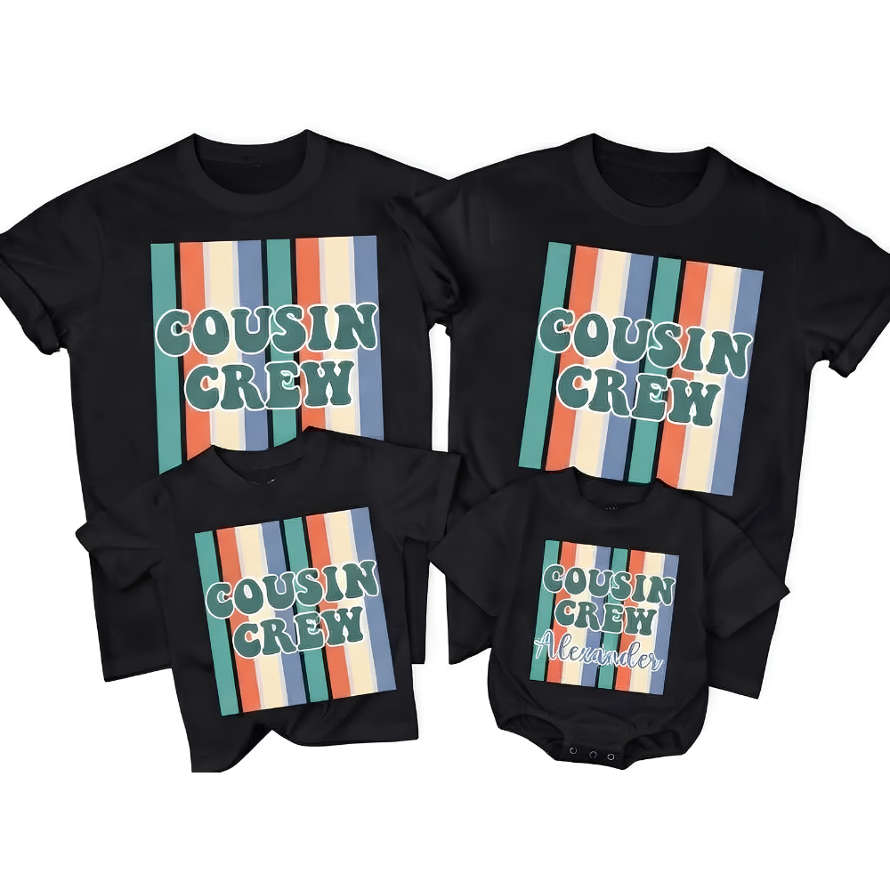 Personalized Cousin Crew Retro Stripes Matching T Shirt, Custom Retro Matching Cousin Shirts ET1521