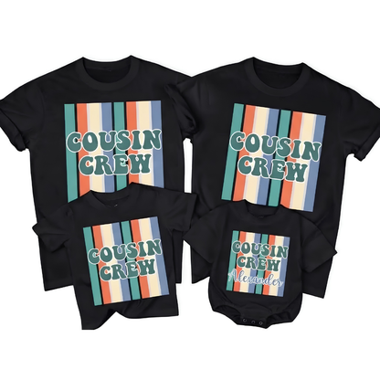 Personalized Cousin Crew Retro Stripes Matching T Shirt, Custom Retro Matching Cousin Shirts ET1521