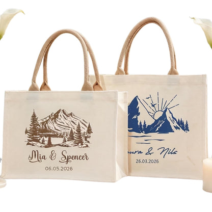 Custom Mountain Destination Wedding Welcome Bag, Custom Tote Bags For Destination Wedding WD0170