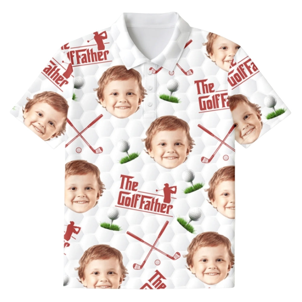 The Golf Father Custom Kid Face Golf Polo Shirt For Men, Custom Photo Golf Shirts For Father Day GZ0257