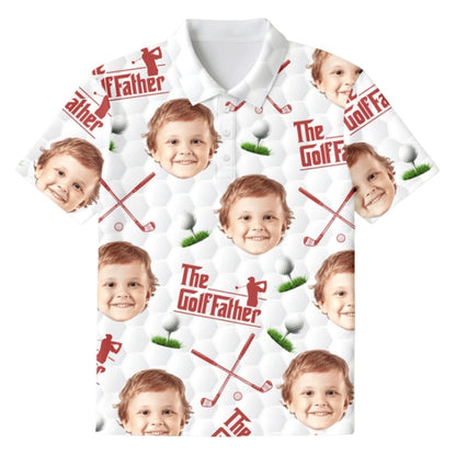 The Golf Father Custom Kid Face Golf Polo Shirt For Men, Custom Photo Golf Shirts For Father Day GZ0257