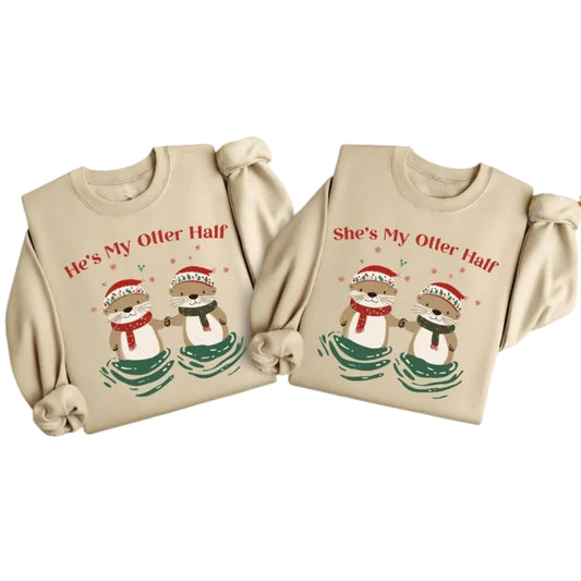 He's She's My Otter Half Sweatshirt, Matching Otter Sweatshirt For Couple 2D0757
