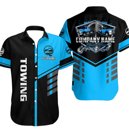 Custom Towing Truck Workwear Hawaiian Shirts For Men, Personalized Tow Mechanic Uniform Shirts HE0184