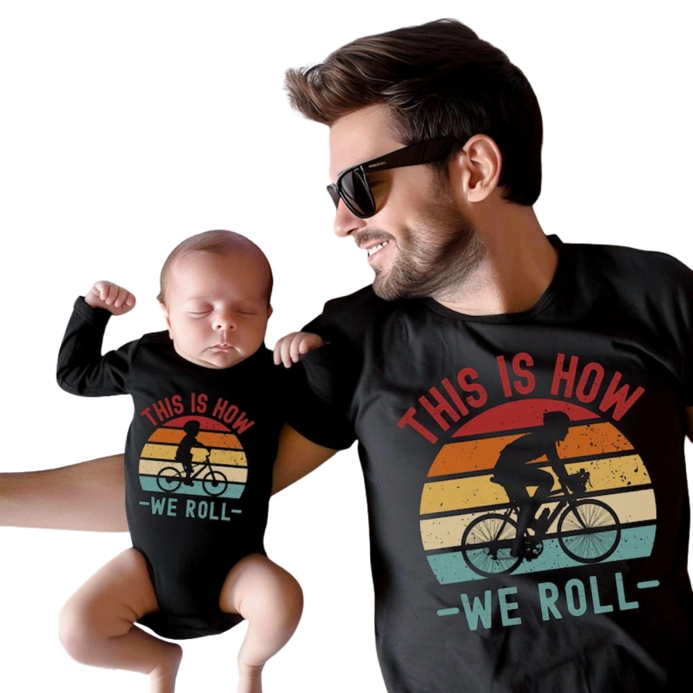 This Is How We Roll Retro Dad And Son Matching Cycling Father Day T Shirts, Cycling Family Matching Shirts ET0678
