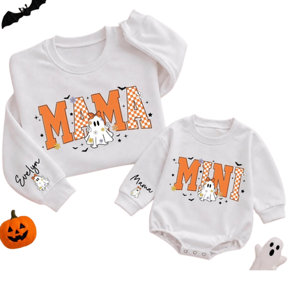 Mama And Mini Ghost Matching Halloween Sweatshirt, Mother And Daughter Halloween Sweatshirts ET1571