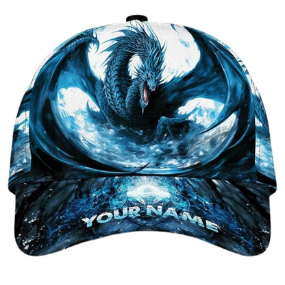 Custom Blue Dragon Baseball 3D Printed Cap, Custom Name Dragon Cap Hat CP0471