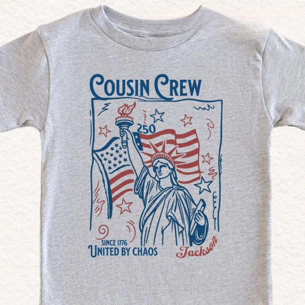 Cousin Crew Since 1776 United By Chaos Custom Name Matching Cousin T Shirts, Custom 4th Of July Matching Cousin Shirts ET0791